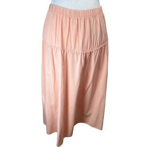 Celebrity Peach Tiered Maxi Skirt Women Large Lace‎ Trim Elastic Waist Flowy